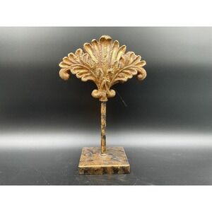 Vintage Boroque Gold Tone Leaf Sculpture Tabletop Accent Ornate Design‎
